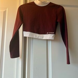 Staud x New Balance Crop Top in Maroon and White
